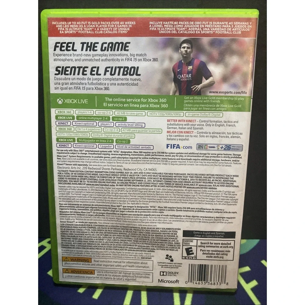 XBOX 360 EA SPORTS FIFA 15 GAME CIB